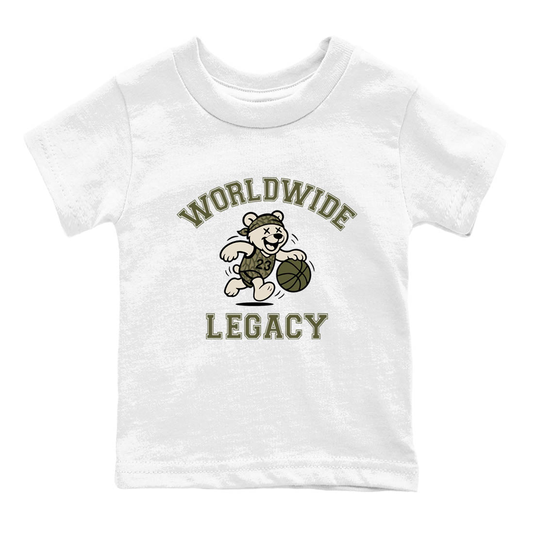 Sneaker Threads – Sneaker Tees To Match Air Jordan 3 Medium Olive – Worldwide Legacy Youth Graphic Tee White 2. Perfect for Jordan releases 2025 colorways.