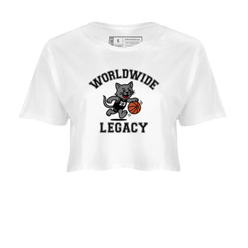 Sneaker Threads – Sneaker Tees To Match Air Jordan 4 Black Cat – Worldwide Legacy Crop Tee White 2. Perfect for Jordan releases 2025 colorways.