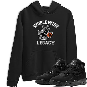 Sneaker Threads – Sneaker Tees To Match Air Jordan 4 Black Cat – Worldwide Legacy Graphic Tee Black 1. Perfect for Jordan releases 2025 colorways.