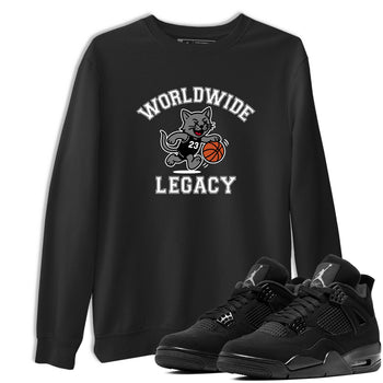 Sneaker Threads – Sneaker Tees To Match Air Jordan 4 Black Cat – Worldwide Legacy Graphic Tee Black 1. Perfect for Jordan releases 2025 colorways.