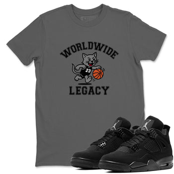 Sneaker Threads – Sneaker Tees To Match Air Jordan 4 Black Cat – Worldwide Legacy Graphic Tee Cool Grey 1. Perfect for Jordan releases 2025 colorways.