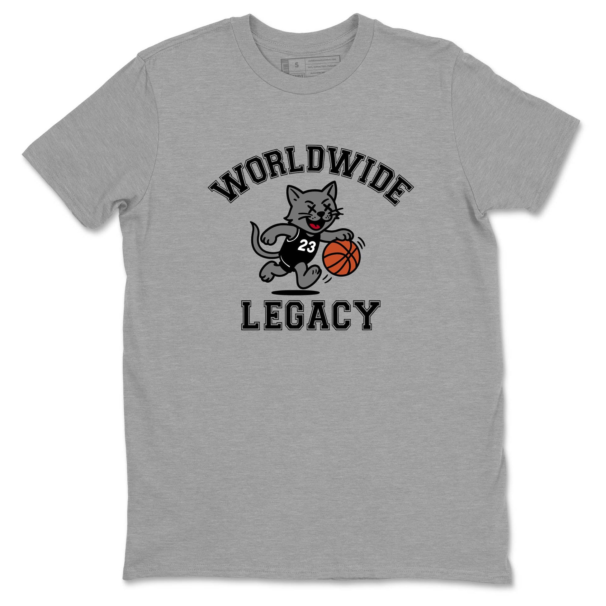 Sneaker Threads – Sneaker Tees To Match Air Jordan 4 Black Cat – Worldwide Legacy Graphic Tee Heather Grey 2. Perfect for Jordan releases 2025 colorways.
