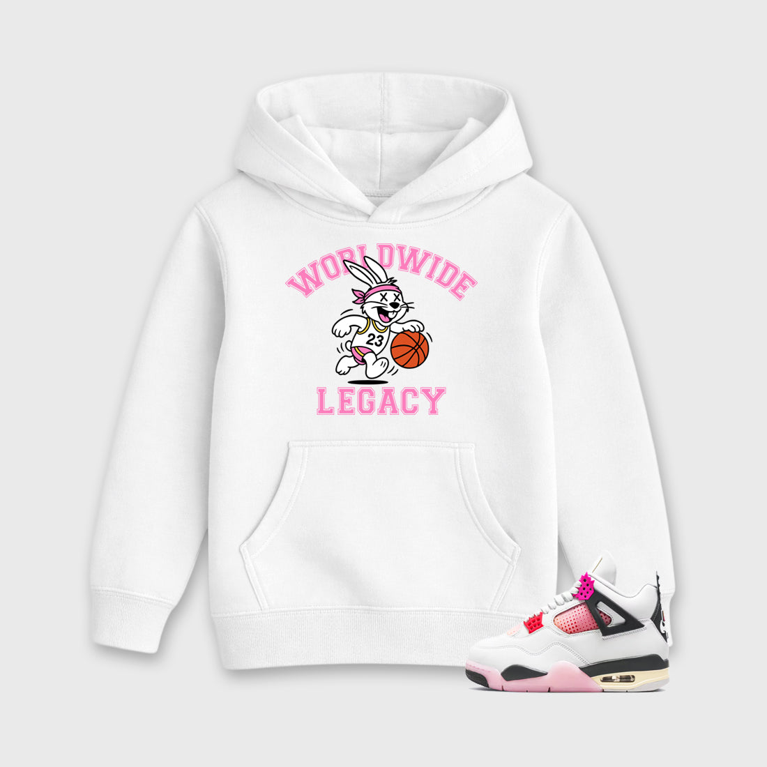Worldwide Legacy Baby & Kids Graphic Hoodie featuring original artwork designed to match the Air Jordan 4 Comic. White 1 Kids Graphic Sweater.