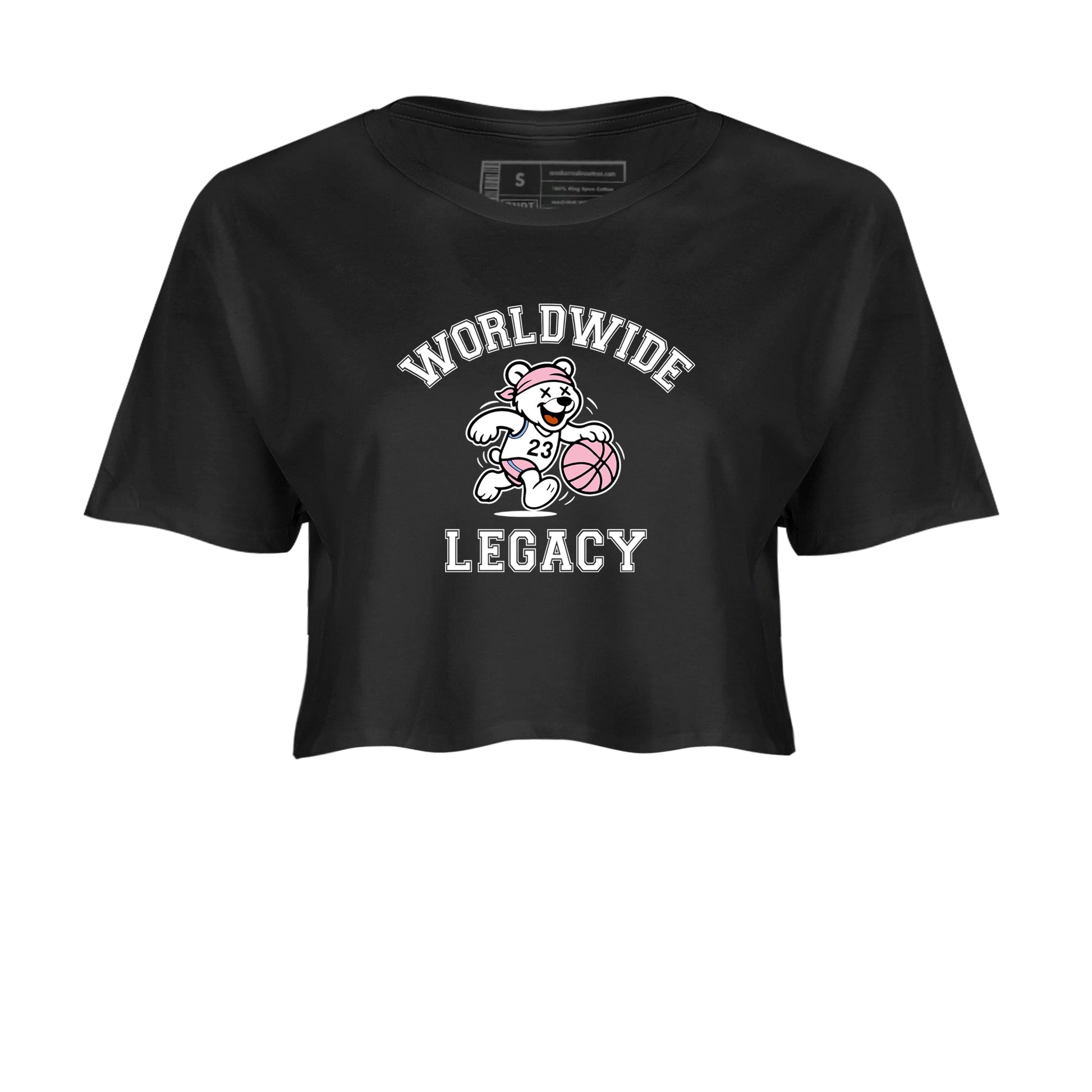 Sneaker Threads – Sneaker Tees To Match Air Jordan 5 Medium Soft Pink – Worldwide Legacy Crop Tee Black 2. Perfect for Jordan releases 2025 colorways.