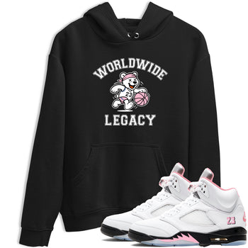 Sneaker Threads – Sneaker Tees To Match Air Jordan 5 Medium Soft Pink – Worldwide Legacy Graphic Tee Black 1. Perfect for Jordan releases 2025 colorways.