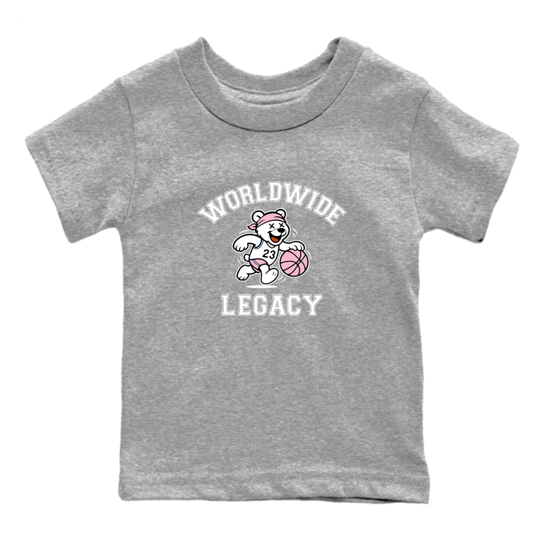 Sneaker Threads – Sneaker Tees To Match Air Jordan 5 Medium Soft Pink – Worldwide Legacy Youth Graphic Tee Heather Grey 2. Perfect for Jordan releases 2025 colorways.