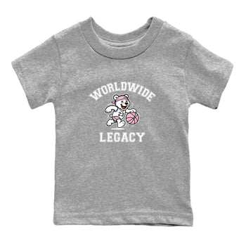Sneaker Threads – Sneaker Tees To Match Air Jordan 5 Medium Soft Pink – Worldwide Legacy Youth Graphic Tee Heather Grey 2. Perfect for Jordan releases 2025 colorways.