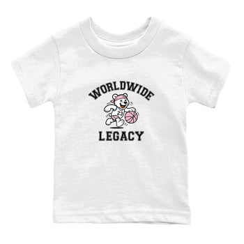 Sneaker Threads – Sneaker Tees To Match Air Jordan 5 Medium Soft Pink – Worldwide Legacy Youth Graphic Tee White 2. Perfect for Jordan releases 2025 colorways.