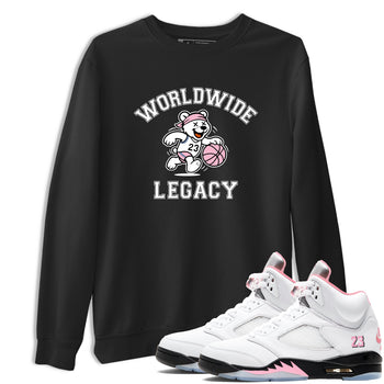 Sneaker Threads – Sneaker Tees To Match Air Jordan 5 Medium Soft Pink – Worldwide Legacy Graphic Tee Black 1. Perfect for Jordan releases 2025 colorways.