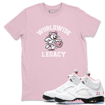 Sneaker Threads – Sneaker Tees To Match Air Jordan 5 Medium Soft Pink – Worldwide Legacy Graphic Tee Pink 1. Perfect for Jordan releases 2025 colorways.