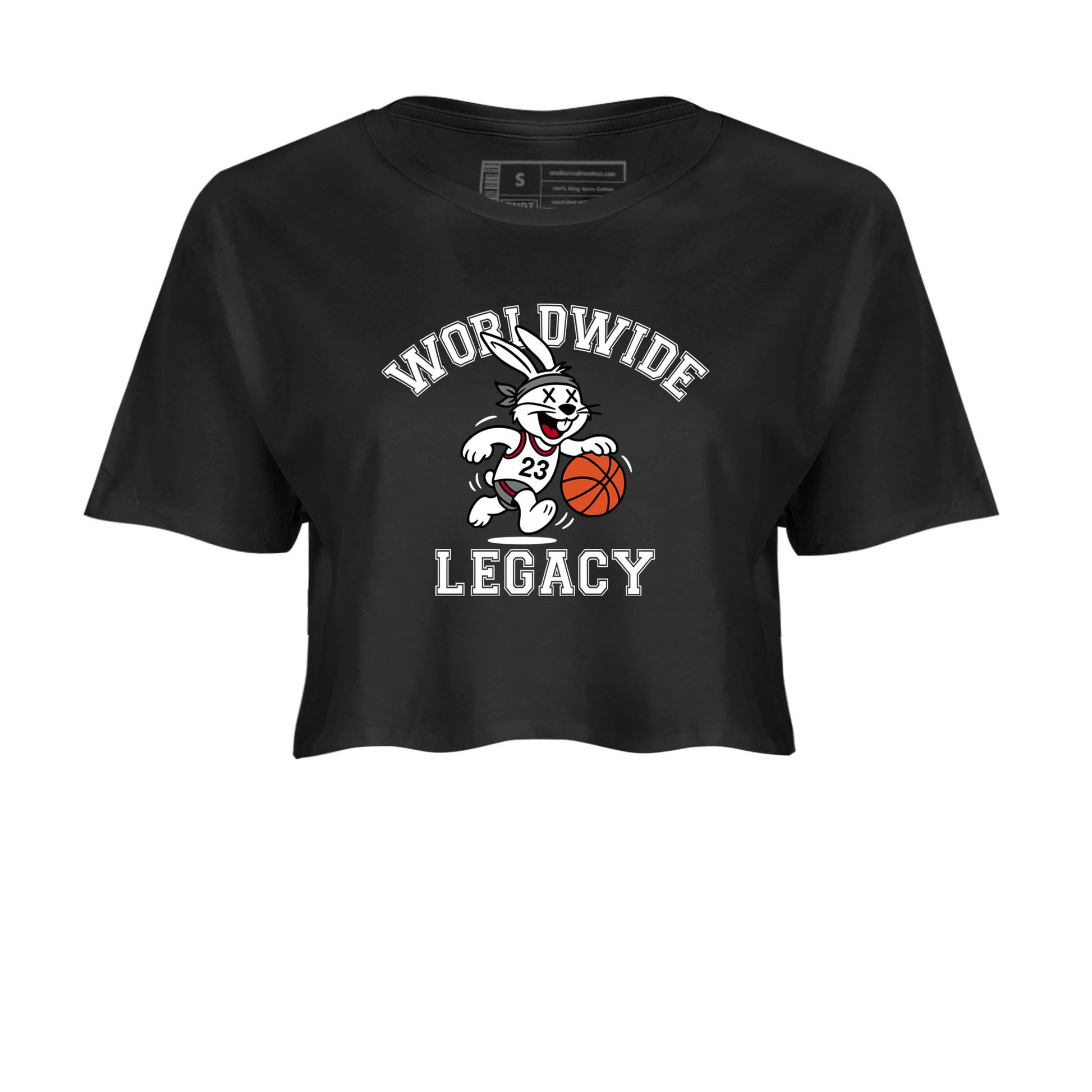 Sneaker Threads – Sneaker Tees To Match Air Jordan 8 Bunny – Worldwide Legacy Crop Tee Black 2. Perfect for Jordan releases 2025 colorways.