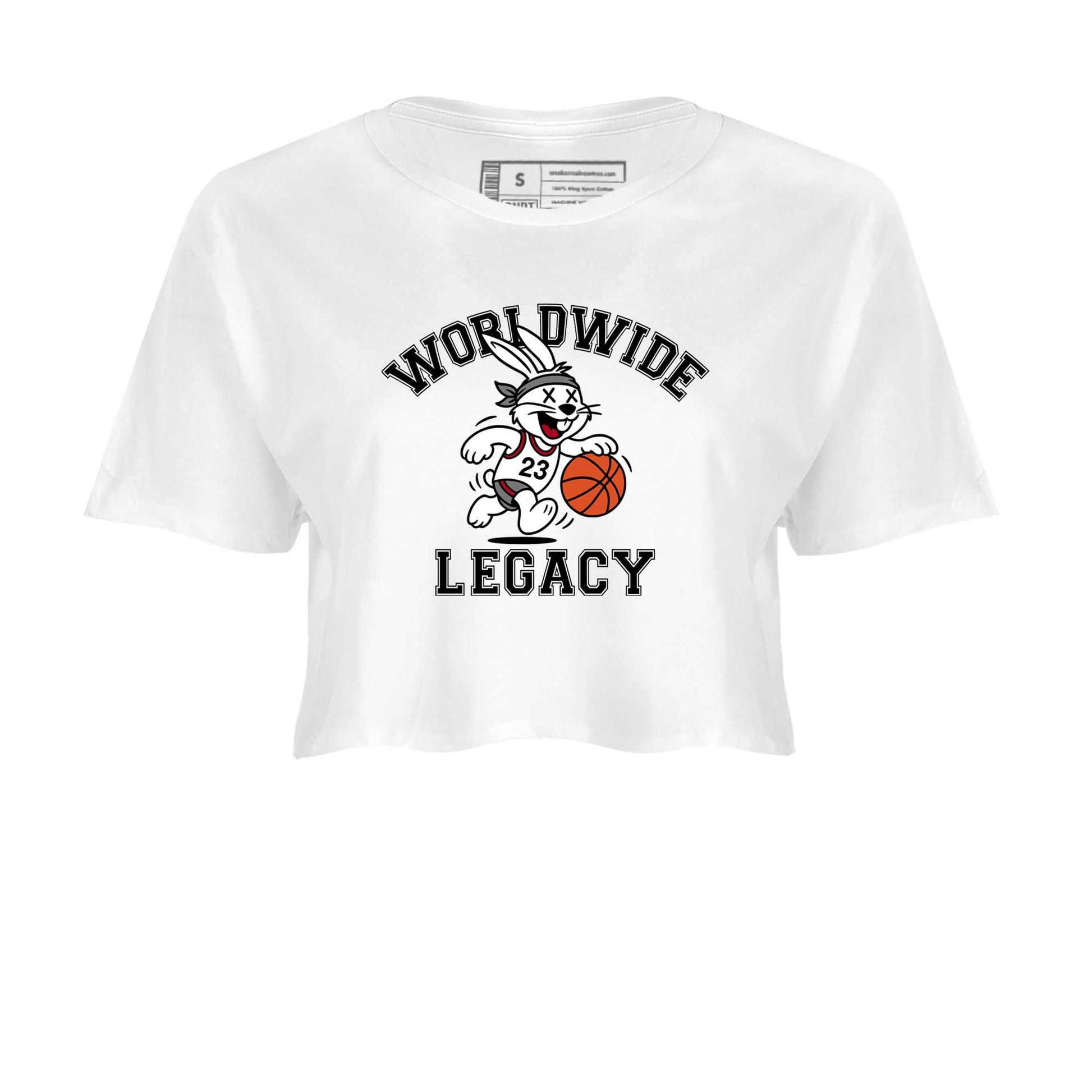 Sneaker Threads – Sneaker Tees To Match Air Jordan 8 Bunny – Worldwide Legacy Crop Tee White 2. Perfect for Jordan releases 2025 colorways.