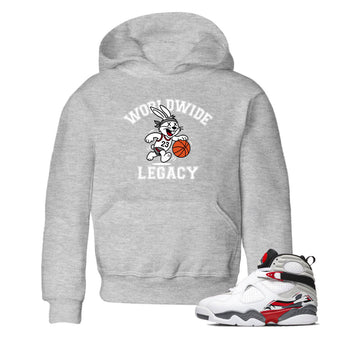 Sneaker Threads – Sneaker Tees To Match Air Jordan 8 Bunny – Worldwide Legacy Youth Graphic Tee Heather Grey 1. Perfect for Jordan releases 2025 colorways.