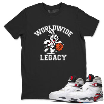 Sneaker Threads – Sneaker Tees To Match Air Jordan 8 Bunny – Worldwide Legacy Graphic Tee Black 1. Perfect for Jordan releases 2025 colorways.