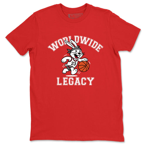 Sneaker Threads – Sneaker Tees To Match Air Jordan 8 Bunny – Worldwide Legacy Graphic Tee Red 2. Perfect for Jordan releases 2025 colorways.