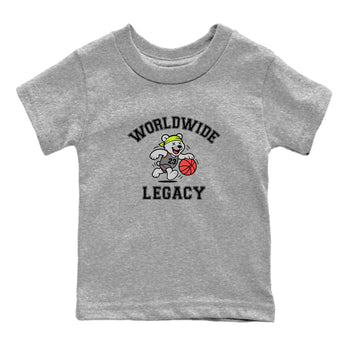 Sneaker Threads – Sneaker Tees To Match Air Max 90 Spruce Aura and Ghost Green – Worldwide Legacy Youth Graphic Tee Heather Grey 2. Perfect for Jordan releases 2025 colorways.
