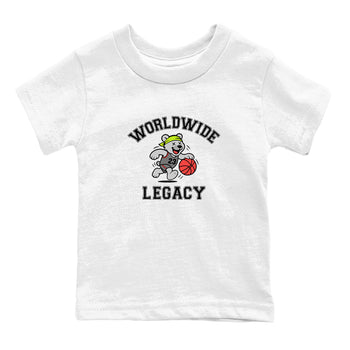 Sneaker Threads – Sneaker Tees To Match Air Max 90 Spruce Aura and Ghost Green – Worldwide Legacy Youth Graphic Tee White 2. Perfect for Jordan releases 2025 colorways.