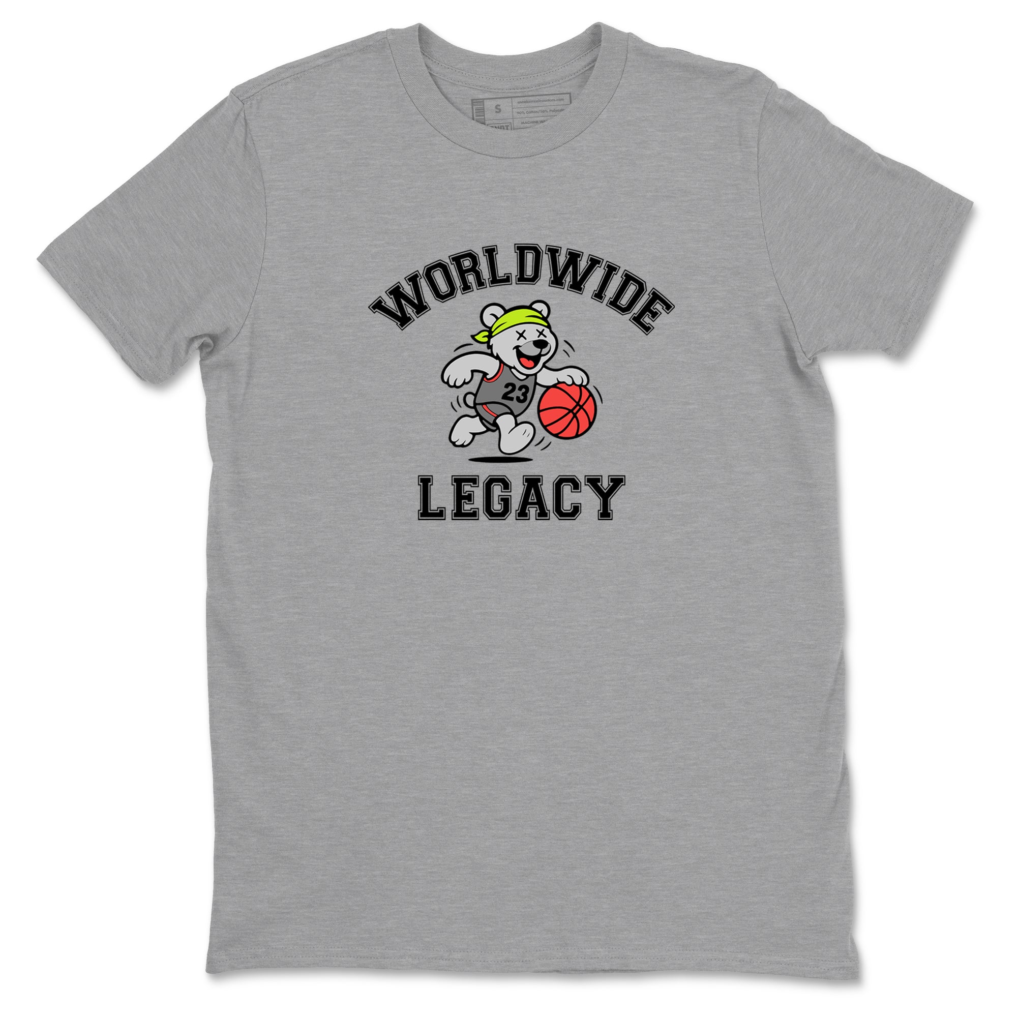 Sneaker Threads – Sneaker Tees To Match Air Max 90 Spruce Aura and Ghost Green – Worldwide Legacy Graphic Tee Heather Grey 2. Perfect for Jordan releases 2025 colorways.