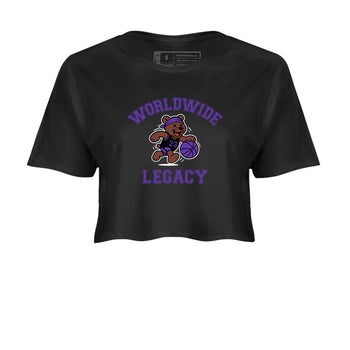 Sneaker Threads – Sneaker Tees To Match Dunk Low Persian Violet – Worldwide Legacy Crop Tee Black 2. Perfect for Jordan releases 2025 colorways.