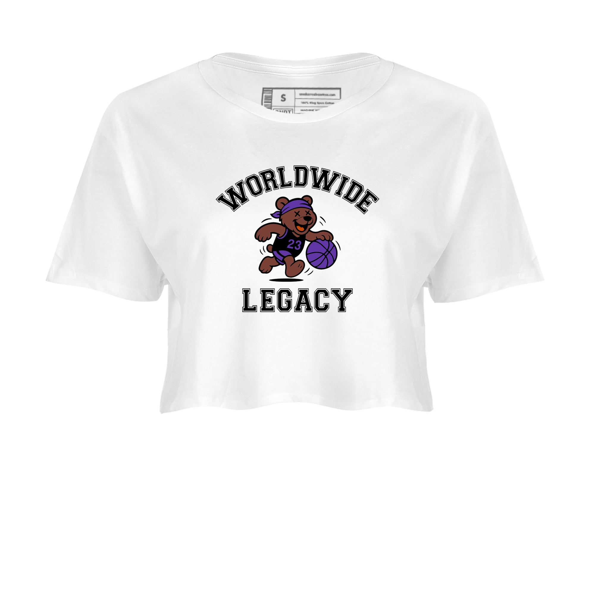 Sneaker Threads – Sneaker Tees To Match Dunk Low Persian Violet – Worldwide Legacy Crop Tee White 2. Perfect for Jordan releases 2025 colorways.