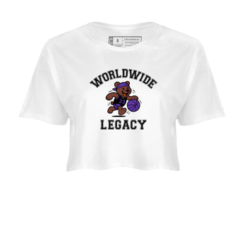 Sneaker Threads – Sneaker Tees To Match Dunk Low Persian Violet – Worldwide Legacy Crop Tee White 2. Perfect for Jordan releases 2025 colorways.