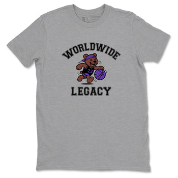 Sneaker Threads – Sneaker Tees To Match Dunk Low Persian Violet – Worldwide Legacy Graphic Tee Heather Grey 2. Perfect for Jordan releases 2025 colorways.