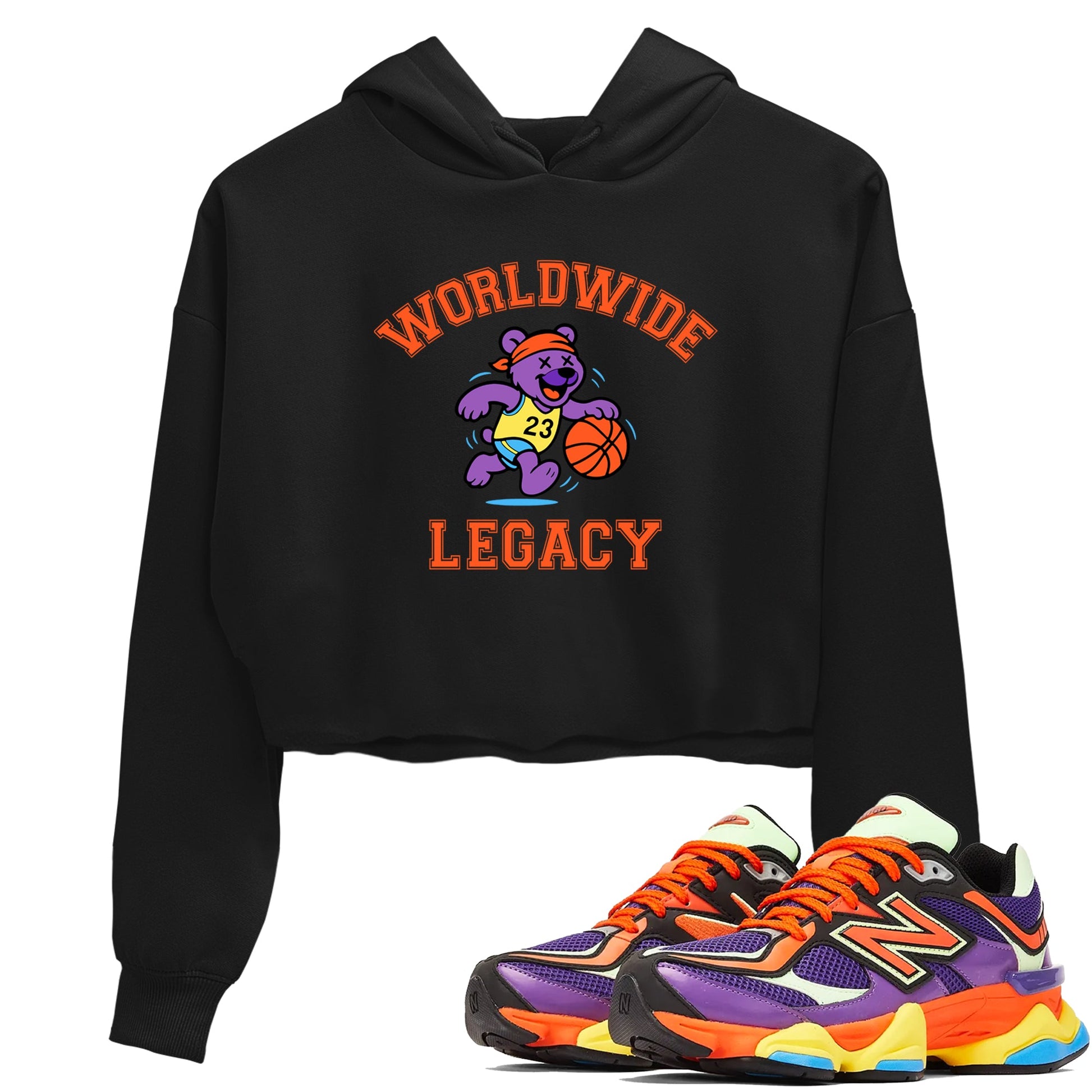 Sneaker Threads – Sneaker Tees To Match New Balance 9060 Prism Purple – Worldwide Legacy Crop Tee Black 1. Perfect for Jordan releases 2025 colorways.