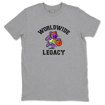 Sneaker Threads – Sneaker Tees To Match New Balance 9060 Prism Purple – Worldwide Legacy Graphic Tee Heather Grey 2. Perfect for Jordan releases 2025 colorways.