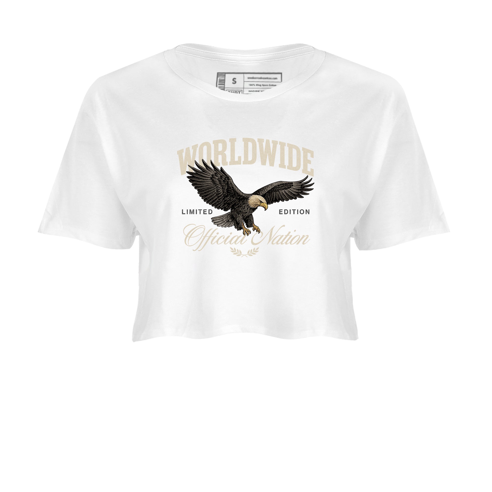 Sneaker Threads – Sneaker Tees To Match Air Foamposite One Pearl – Worldwide Official Nation Crop Tee White 2. Perfect for Jordan releases 2025 colorways.