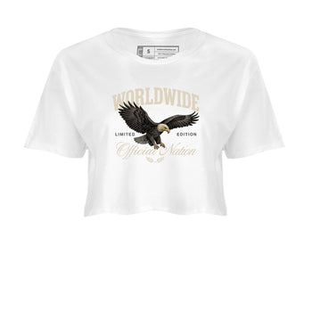 Sneaker Threads – Sneaker Tees To Match Air Foamposite One Pearl – Worldwide Official Nation Crop Tee White 2. Perfect for Jordan releases 2025 colorways.