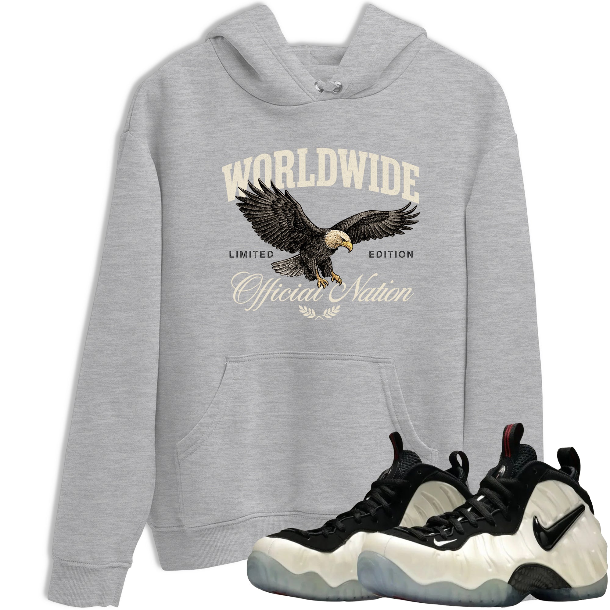 Sneaker Threads – Sneaker Tees To Match Air Foamposite One Pearl – Worldwide Official Nation Graphic Tee Heather Grey 1. Perfect for Jordan releases 2025 colorways.