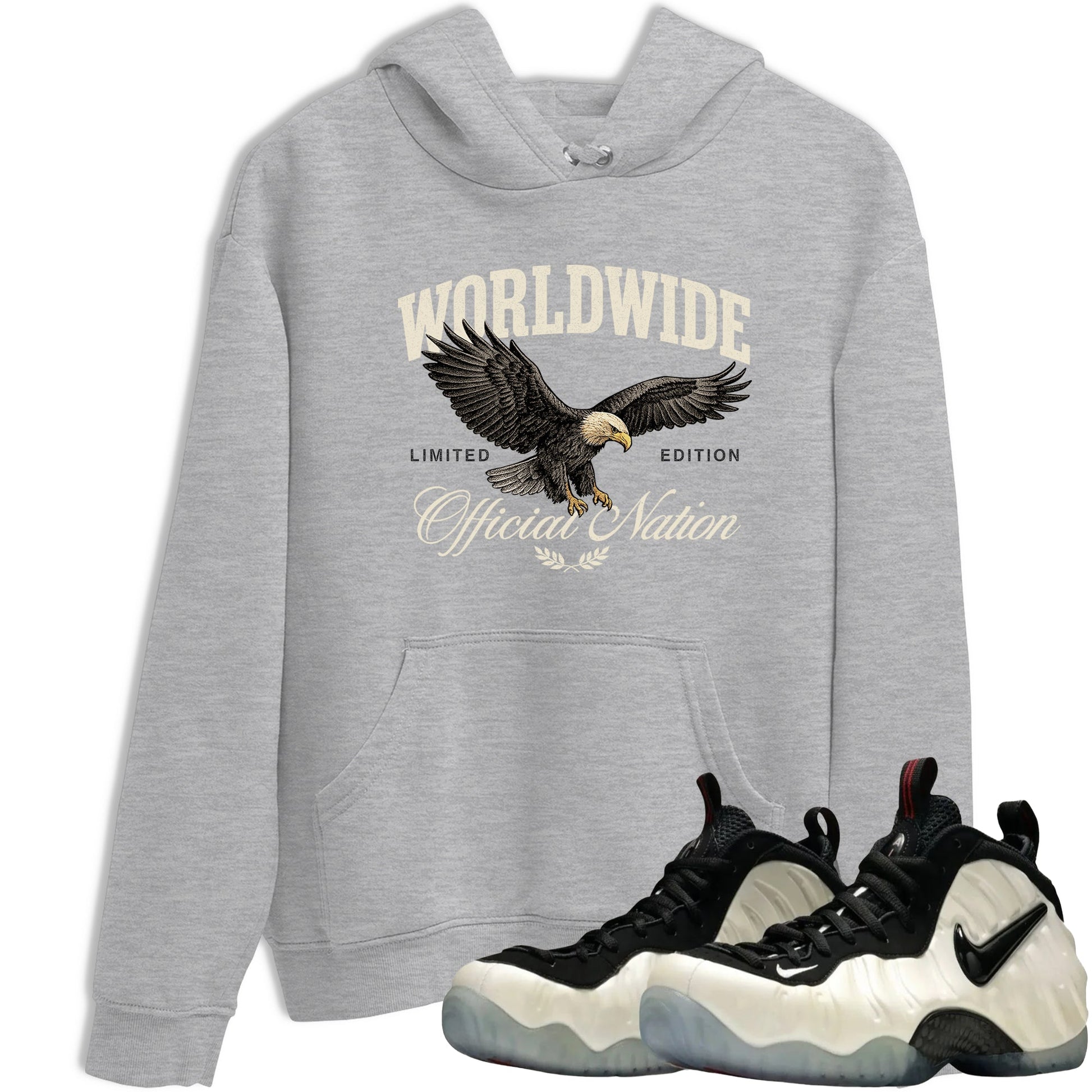 Sneaker Threads – Sneaker Tees To Match Air Foamposite One Pearl – Worldwide Official Nation Graphic Tee Heather Grey 1. Perfect for Jordan releases 2025 colorways.