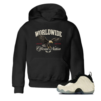 Sneaker Threads – Sneaker Tees To Match Air Foamposite One Pearl – Worldwide Official Nation Youth Graphic Tee Black 1. Perfect for Jordan releases 2025 colorways.