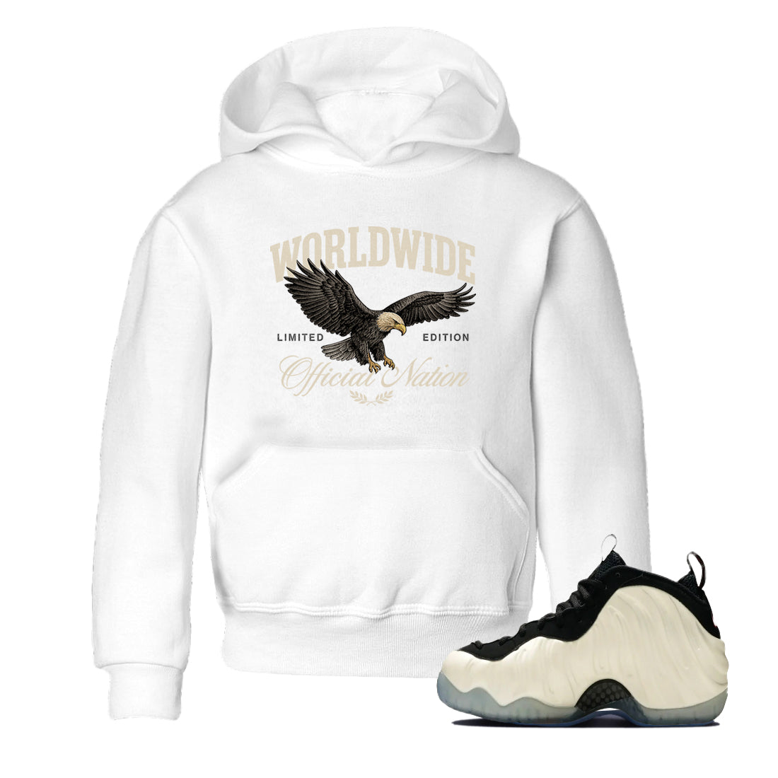 Sneaker Threads – Sneaker Tees To Match Air Foamposite One Pearl – Worldwide Official Nation Youth Graphic Tee White 1. Perfect for Jordan releases 2025 colorways.