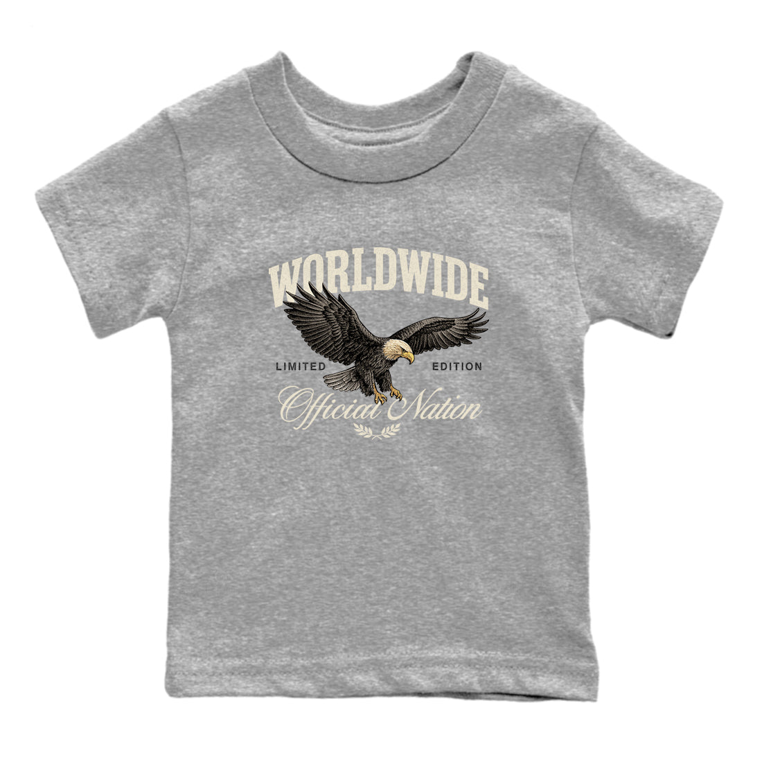 Sneaker Threads – Sneaker Tees To Match Air Foamposite One Pearl – Worldwide Official Nation Youth Graphic Tee Heather Grey 2. Perfect for Jordan releases 2025 colorways.