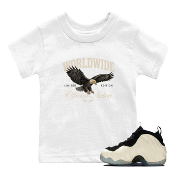Sneaker Threads – Sneaker Tees To Match Air Foamposite One Pearl – Worldwide Official Nation Youth Graphic Tee White 1. Perfect for Jordan releases 2025 colorways.
