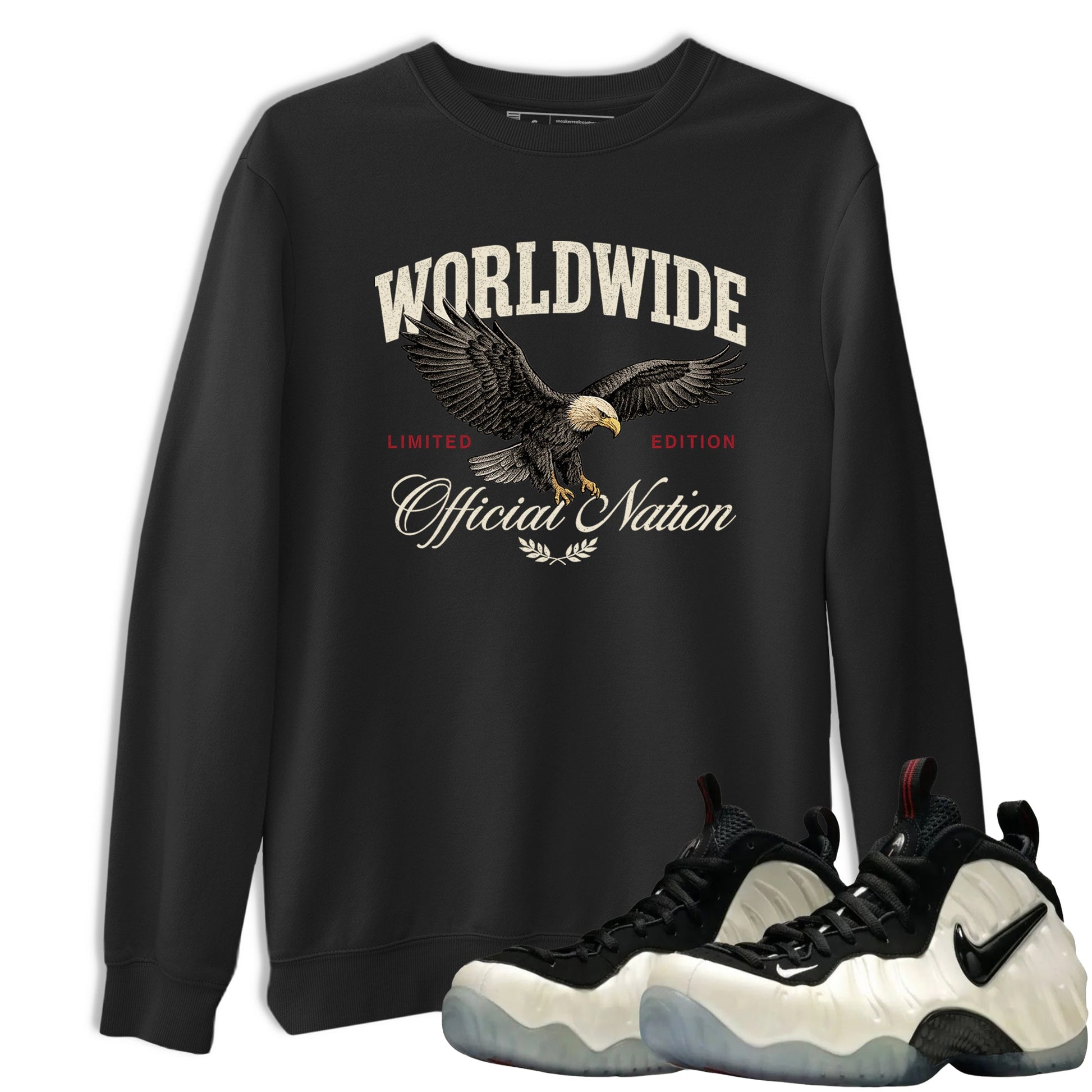 Sneaker Threads – Sneaker Tees To Match Air Foamposite One Pearl – Worldwide Official Nation Graphic Tee Black 1. Perfect for Jordan releases 2025 colorways.