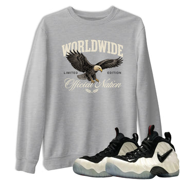Sneaker Threads – Sneaker Tees To Match Air Foamposite One Pearl – Worldwide Official Nation Graphic Tee Heather Grey 1. Perfect for Jordan releases 2025 colorways.