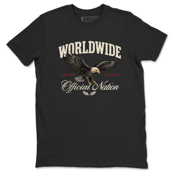 Sneaker Threads – Sneaker Tees To Match Air Foamposite One Pearl – Worldwide Official Nation Graphic Tee Black 2. Perfect for Jordan releases 2025 colorways.