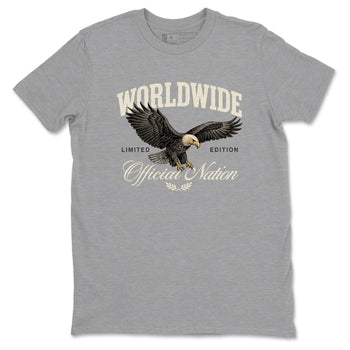 Sneaker Threads – Sneaker Tees To Match Air Foamposite One Pearl – Worldwide Official Nation Graphic Tee Heather Grey 2. Perfect for Jordan releases 2025 colorways.