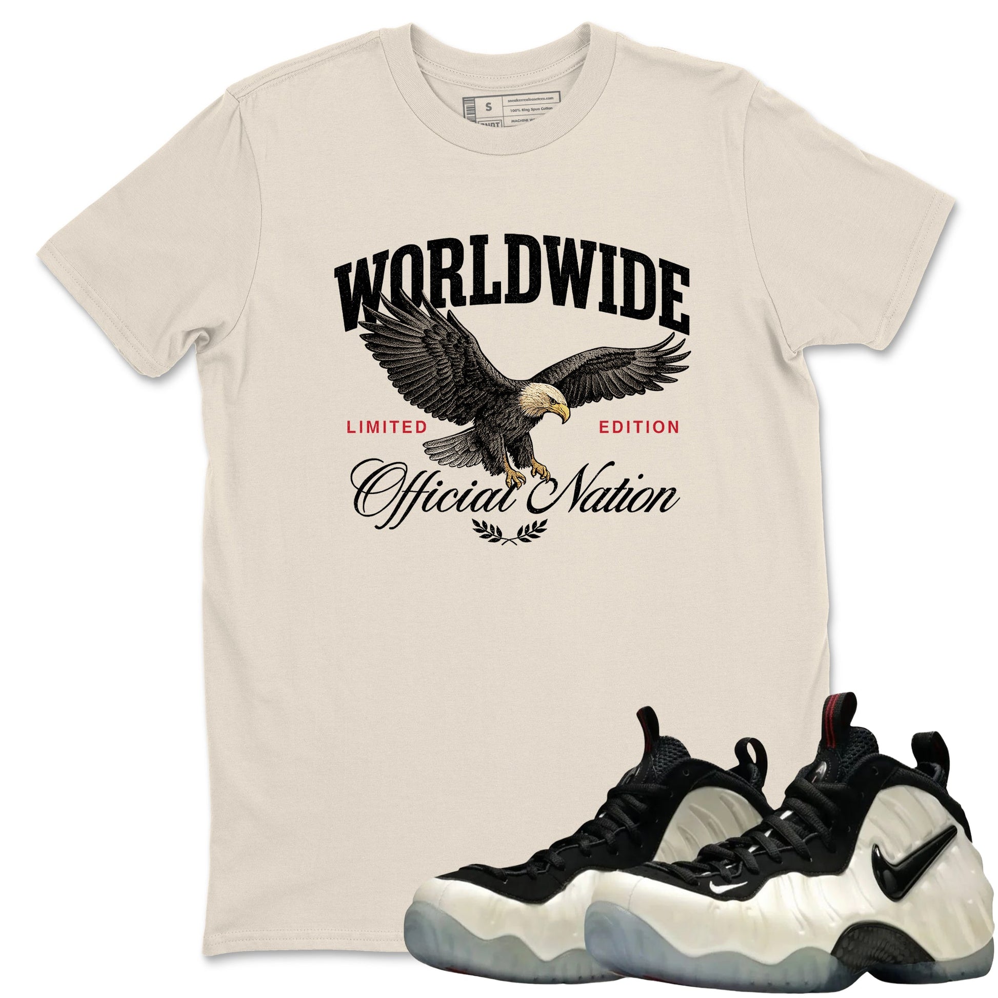 Sneaker Threads – Sneaker Tees To Match Air Foamposite One Pearl – Worldwide Official Nation Graphic Tee Natural 1. Perfect for Jordan releases 2025 colorways.