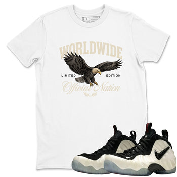 Sneaker Threads – Sneaker Tees To Match Air Foamposite One Pearl – Worldwide Official Nation Graphic Tee White 1. Perfect for Jordan releases 2025 colorways.