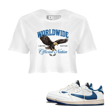 Sneaker match tees – Sneaker Tees To Match Air Jordan 1 Travis Scott Fragment Shoes – Worldwide Official Nation Crop T-Shirt White 1
