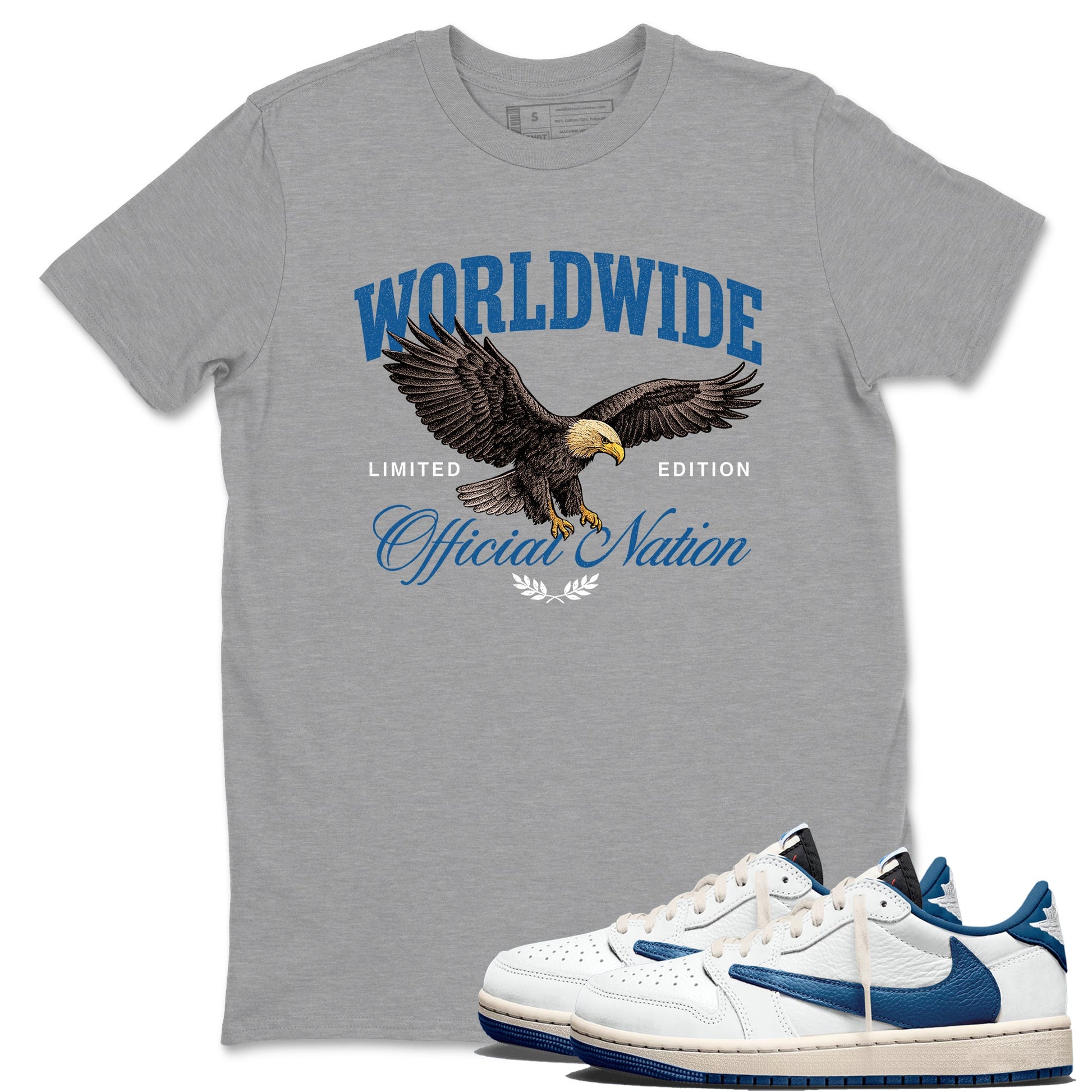 Sneaker match tees – Sneaker Tees To Match Air Jordan 1 Travis Scott Fragment Shoes – Worldwide Official Nation Tee Heather Grey 1