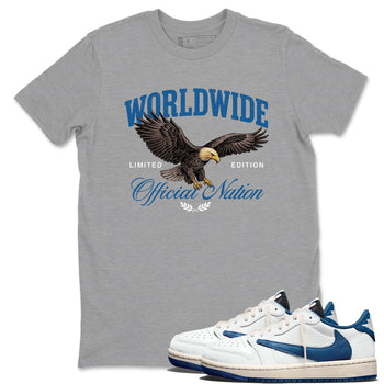 Sneaker match tees – Sneaker Tees To Match Air Jordan 1 Travis Scott Fragment Shoes – Worldwide Official Nation Tee Heather Grey 1