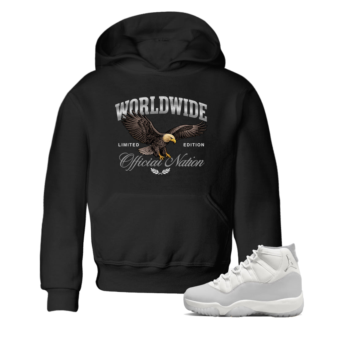 Sneaker match tees – Sneaker Tees To Match Air Jordan 11 Grand Finale Shoes – Worldwide Official Nation Kids T-Shirt Black 1