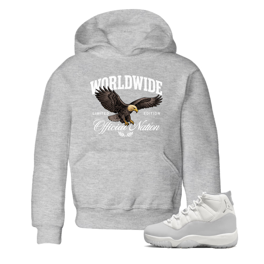 Sneaker match tees – Sneaker Tees To Match Air Jordan 11 Grand Finale Shoes – Worldwide Official Nation Kids T-Shirt Heather Grey 1