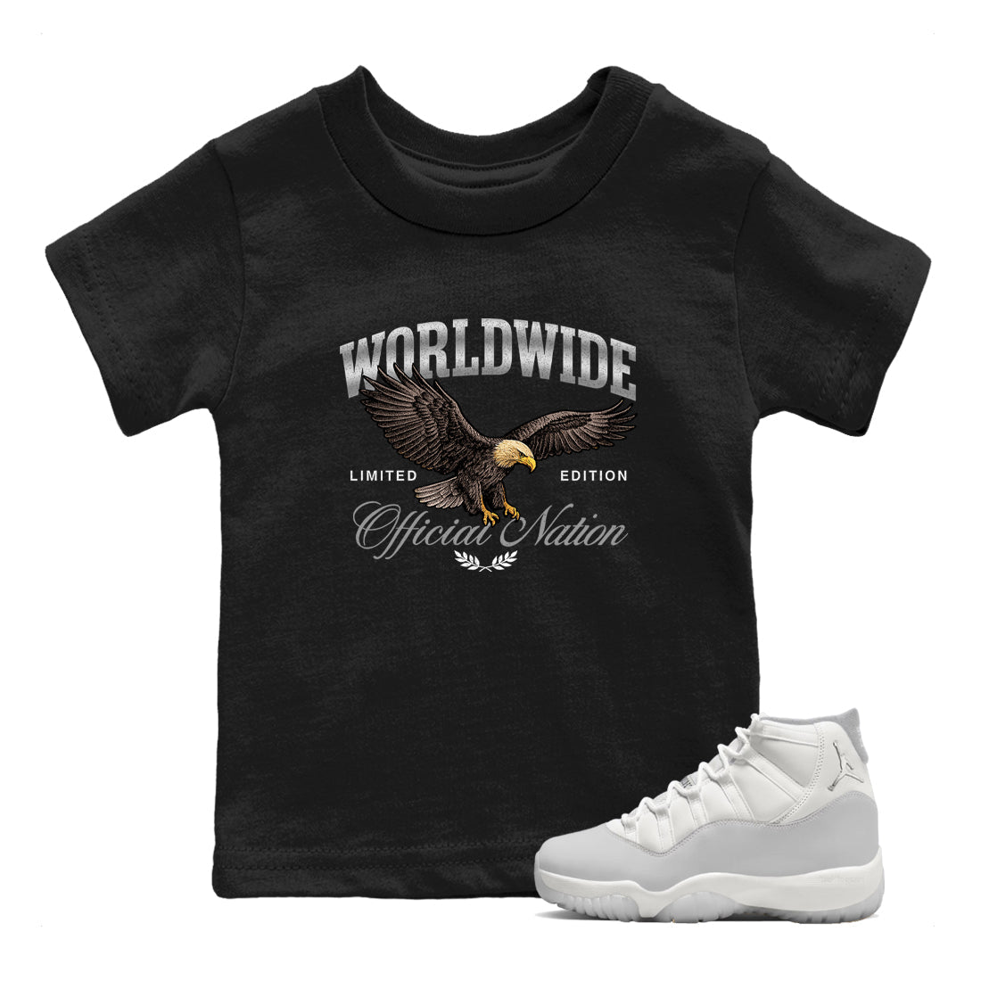 Sneaker match tees – Sneaker Tees To Match Air Jordan 11 Grand Finale Shoes – Worldwide Official Nation Kids T-Shirt Black 1