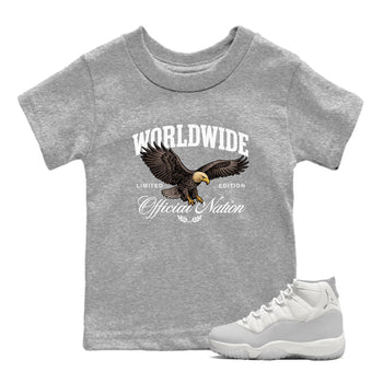 Sneaker match tees – Sneaker Tees To Match Air Jordan 11 Grand Finale Shoes – Worldwide Official Nation Kids T-Shirt Heather Grey 1