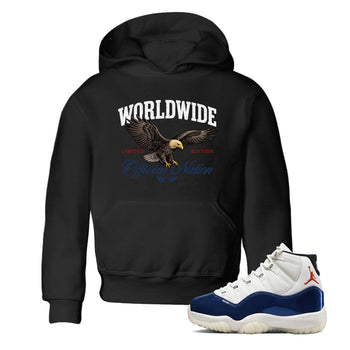 Sneaker match tees – Sneaker Tees To Match Air Jordan 11 Rare Air Shoes – Worldwide Official Nation Kids T-Shirt Black 1